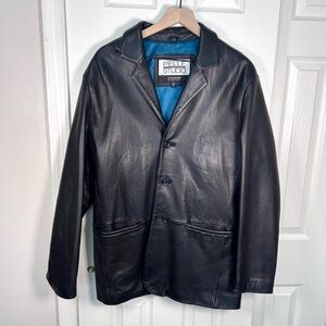 Wilson’s Leather Buttery Soft Men's Black Button Down Leather Jacket Size M